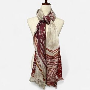 Stylish Red and Cream Patterned Scarf